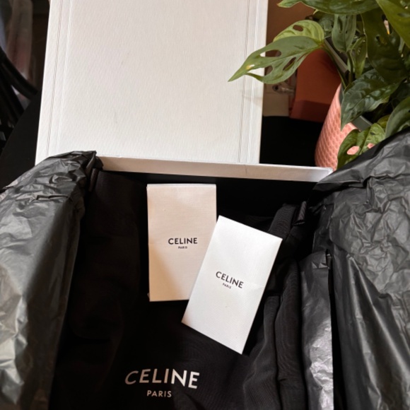 NWT Celine Metallic Leather Slip On Pointed Toe Creased Heel Pump Gold - Picture 6 of 8